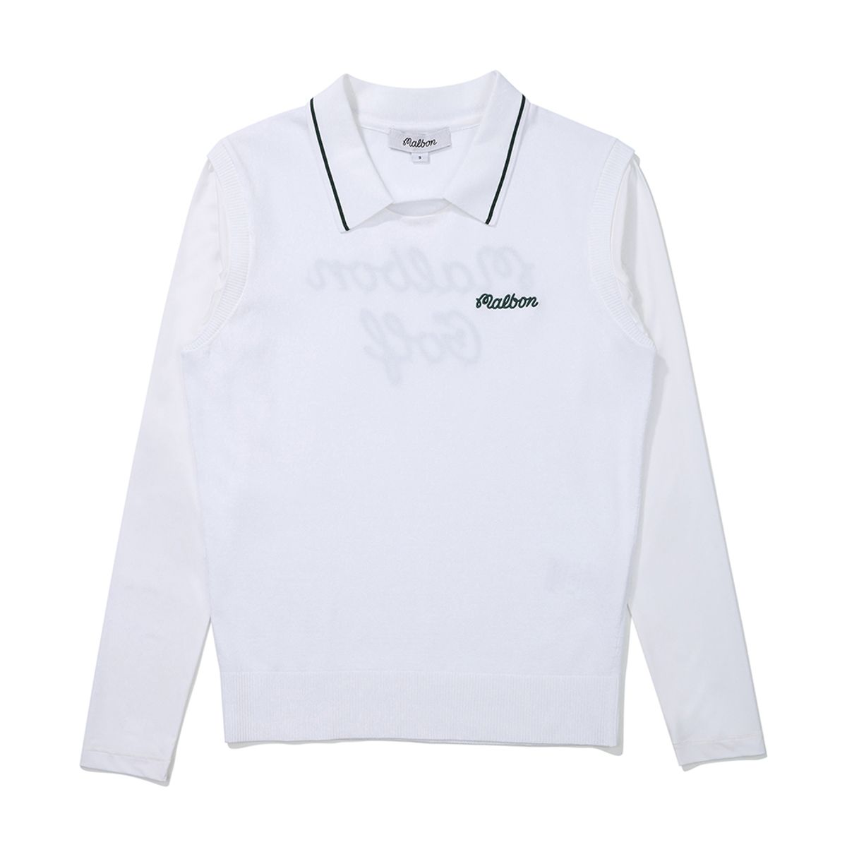 말본 골프(MALBON GOLF) 니트 하이브리드 긴팔 폴로셔츠 OFF WHITE (WOMAN)