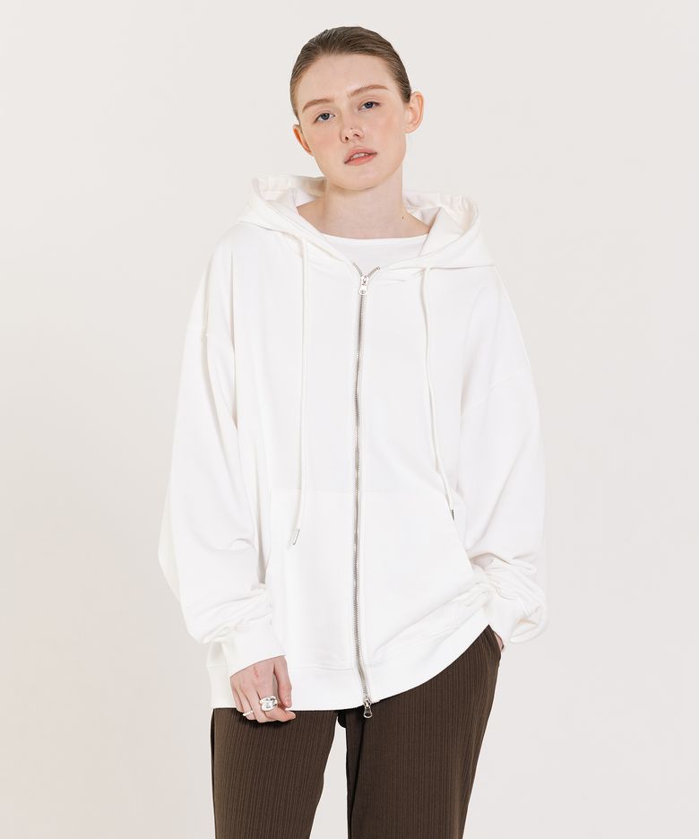 Small Logo Pigment Full Hood Zip up 화이트
