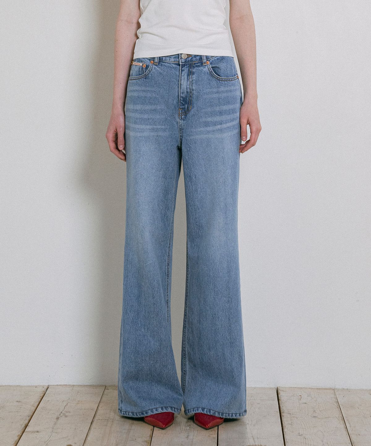 반원 아틀리에(VANONE ATELIER) P3237 워시드 와이드 데님 팬츠_Light blue