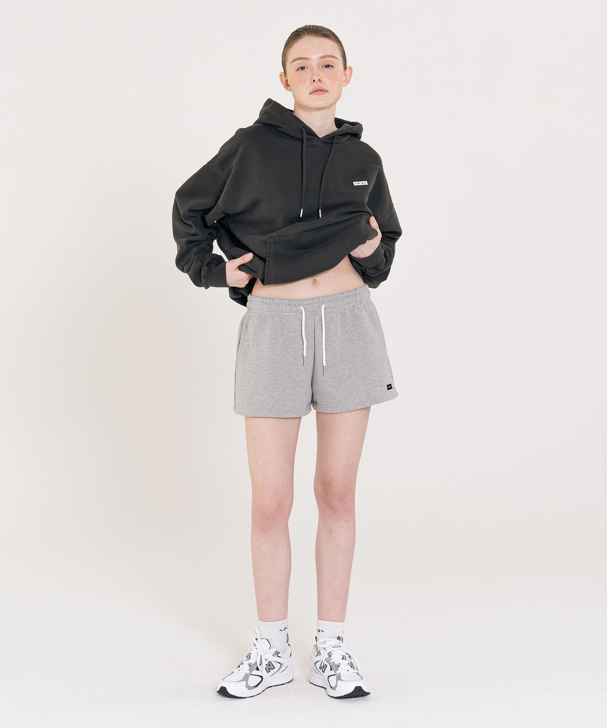 인지액티브(INJIACTIVE) Cotton Soft Banding Shorts 멜란지 그레이