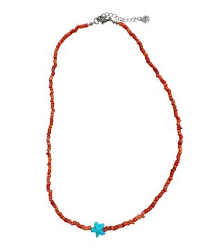 Starfish Coral Beads Necklace  ((indian red))