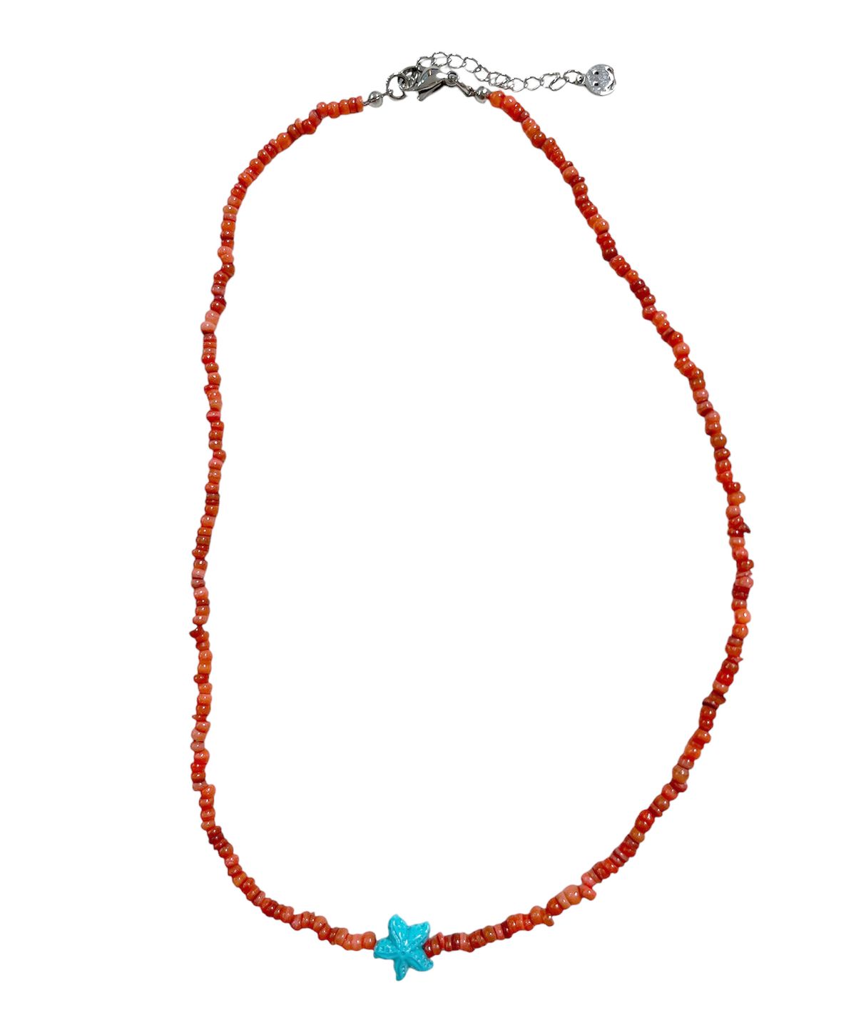 스케이터락(SK8ER ROCK) Starfish Coral Beads Necklace  ((indian red))