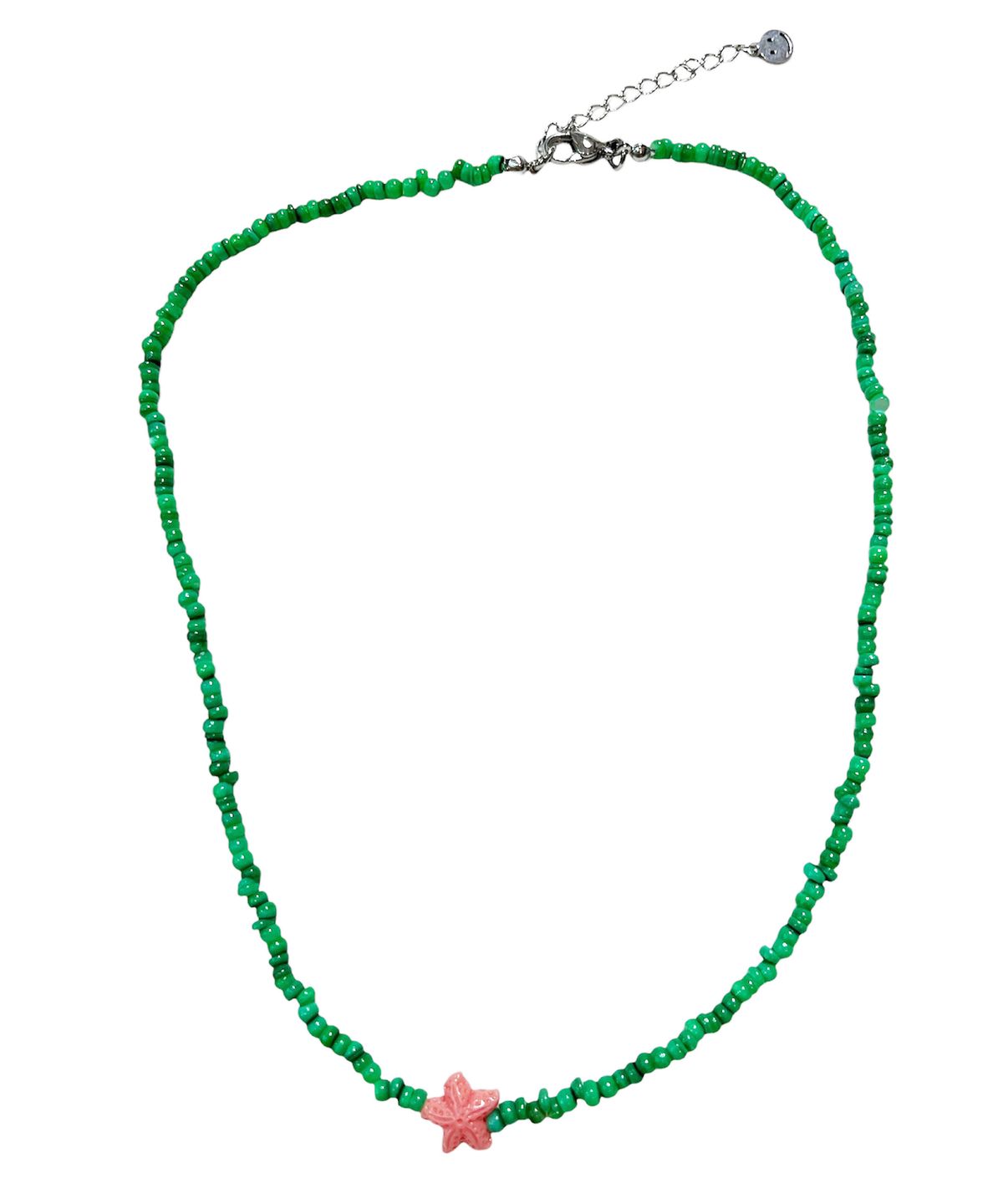 스케이터락(SK8ER ROCK) Starfish Coral Beads Necklace  ((green))