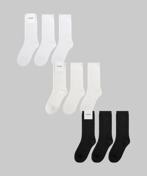 [6pack] 코시모 크루 삭스_블랙/화이트/코튼화이트