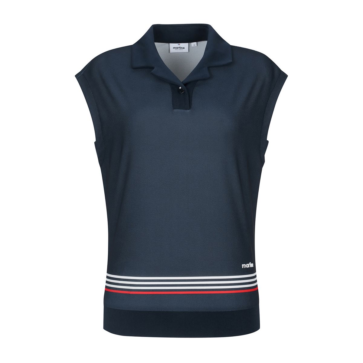 마틴골프(MARTINE GOLF) Stripe Print Sleeveless Shirts_Navy