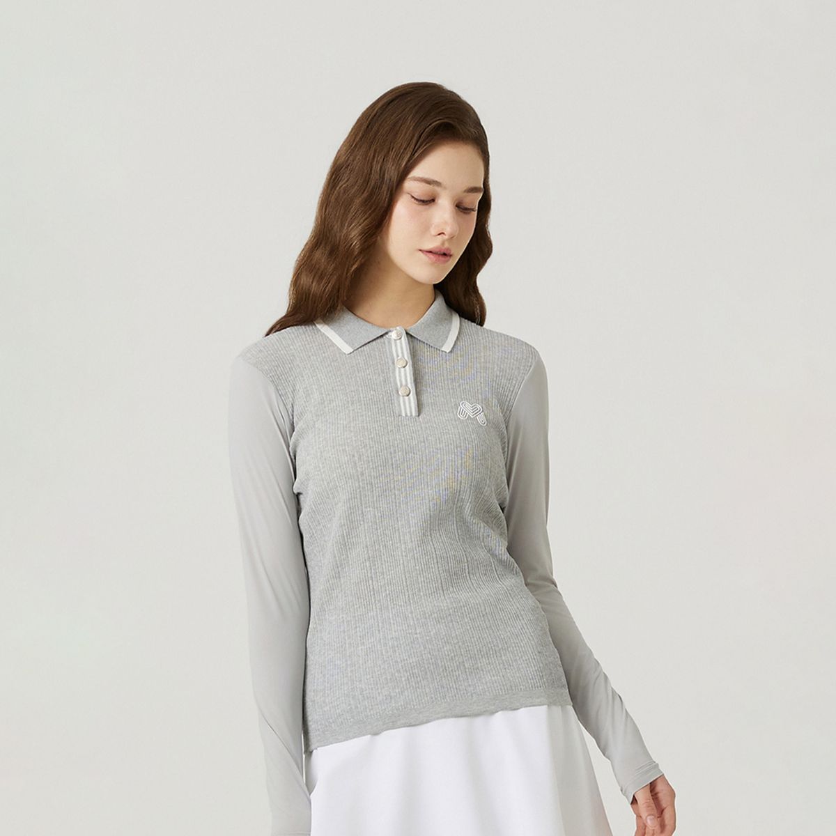 마틴골프(MARTINE GOLF) Ribbed Knit Cooling Sleeve T-Shirts_M/Grey