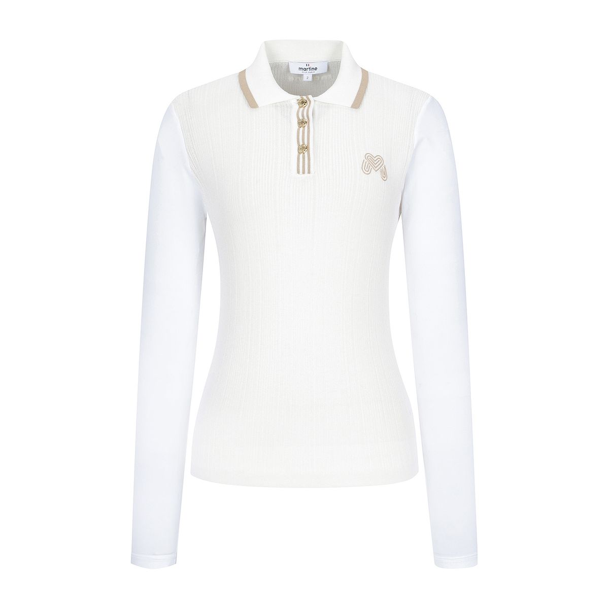 마틴골프(MARTINE GOLF) Ribbed Knit Cooling Sleeve T-Shirts_White