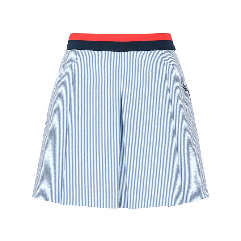 Knit Matching Pleats Culottes_Blue