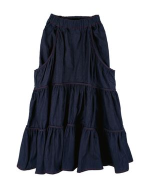 RED STITCH DENIM TIERD SKIRT