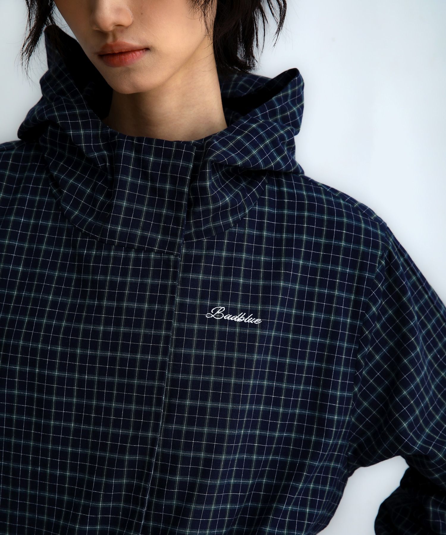 【韓国BAD BLUE バッドブルー】Check Hoodie Jacket Blue MUSINSA公式 | BADBLUE Check Hoodie Jacket Blue