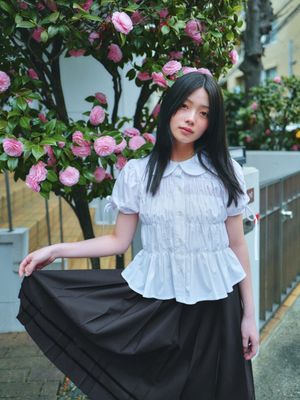 SHIRRING PUFF SHIRTS_WHITE