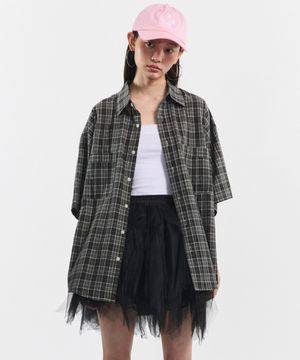 코튼 컴포트 투포켓 체크 셔츠[차콜 ]