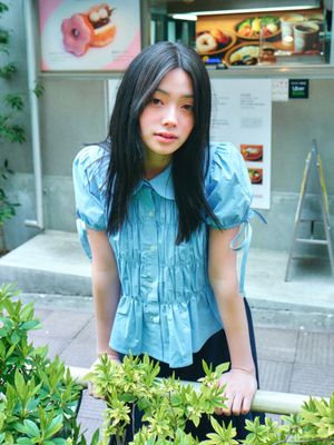 SHIRRING PUFF SHIRTS_SKYBLUE