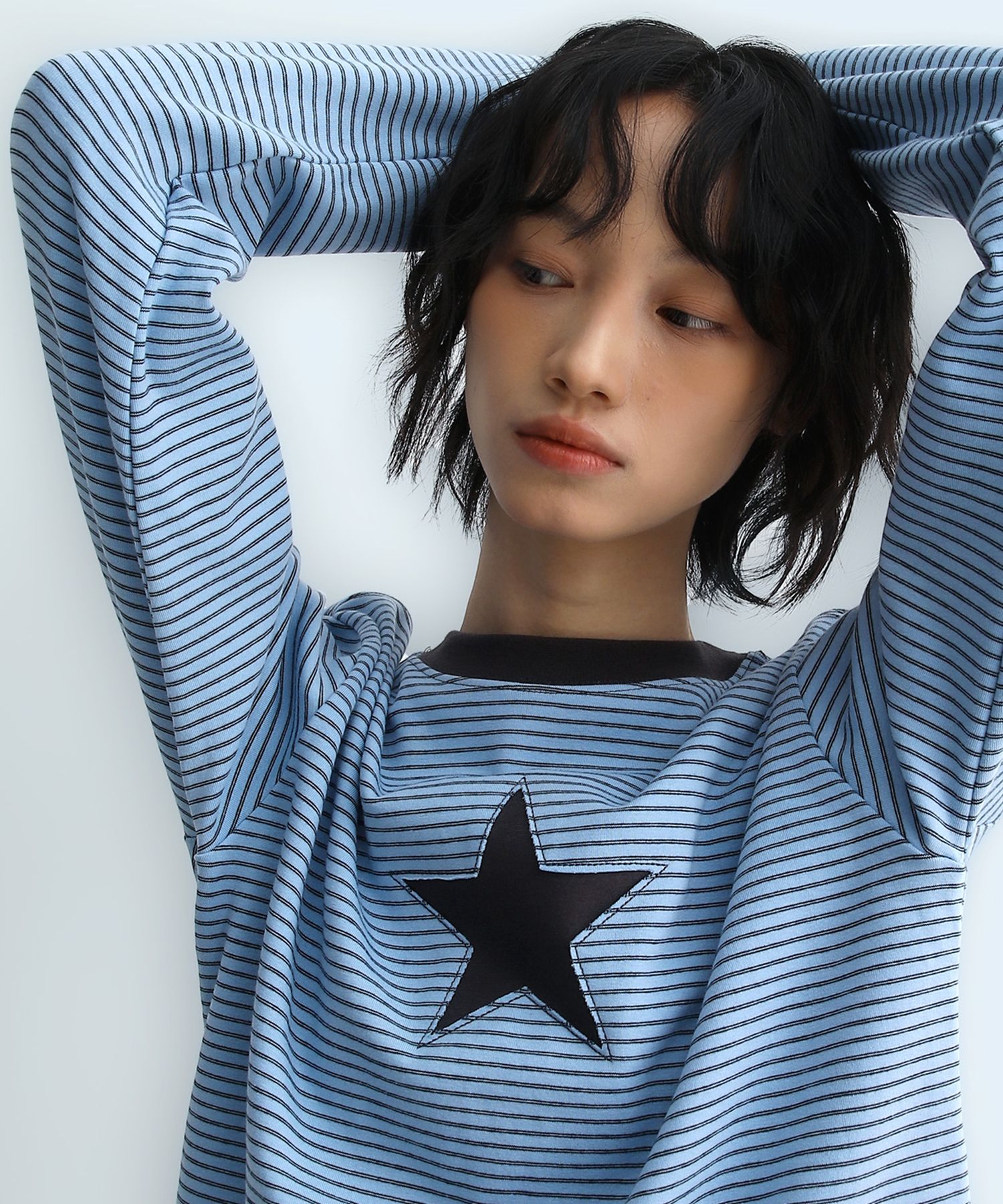 ●Bad Blue● Stripe My Little Star L/S (Blue) MUSINSA | BADBLUE Stripe My Little Star L/S Blue