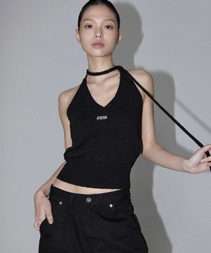 Halter Long Strap Knit (black)