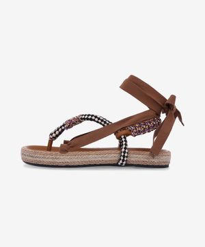 집사 스트랩 플랫 샌들 - 베이지 / SD0225FAC1B07S90BE