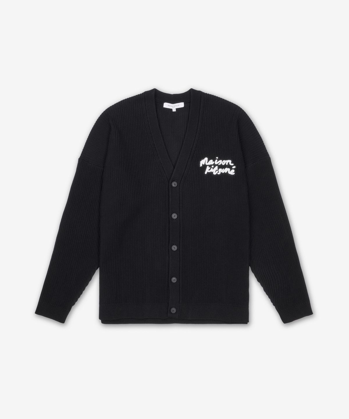 메종 키츠네(MAISON KITSUNE) 핸드라이팅 로고 컴포트 가디건 - 블랙 / OM00505KT1126P199