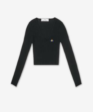 베아 크롭 브이넥 니트 - 블랙 / 1803004WY003FN401