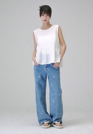 백리본 나시 블라우스 (화이트)