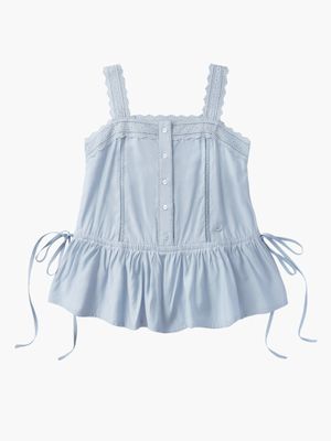 레이스 테이핑 나시 블라우스 (라이트블루)