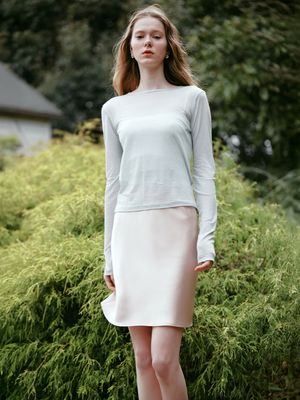 DIANA satin midi skirt_PINK