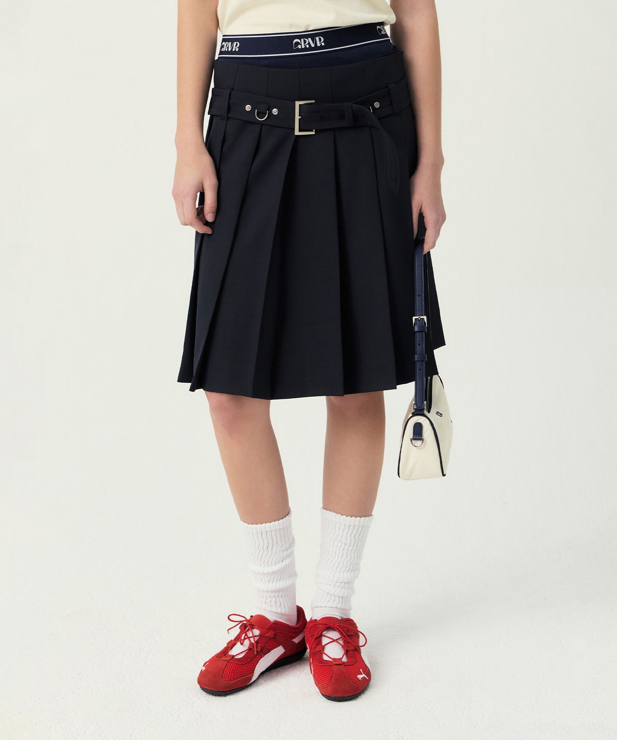 그로브(GROVE) YORK PLEATS SKIRT (NAVY)