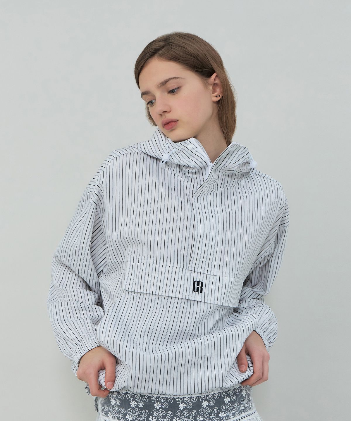 그로브(GROVE) ELIO STRIPE ANORAK JUMPER (WHITE STRIPE)