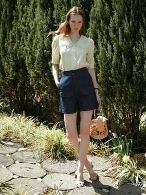 ALIKA denim half pants_INDIGO BLUE