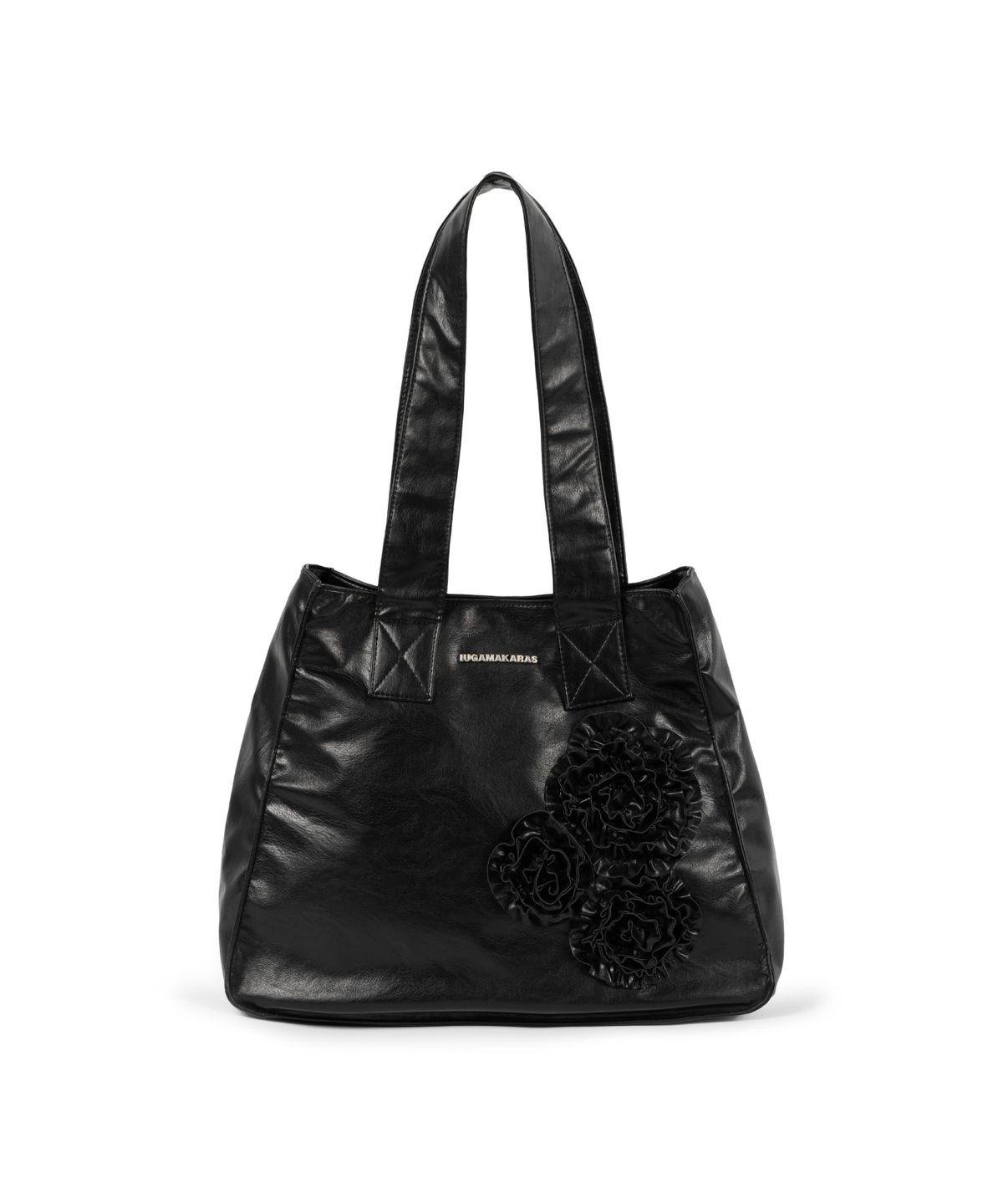 이우가마카라스(IUGAMAKARAS) Flowers Leather Shoulder Bag (Black)