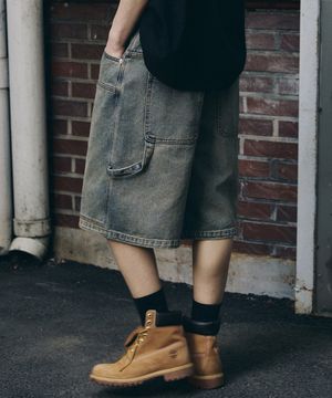 센서블 카펜터 하프 데님팬츠 (그린블루)