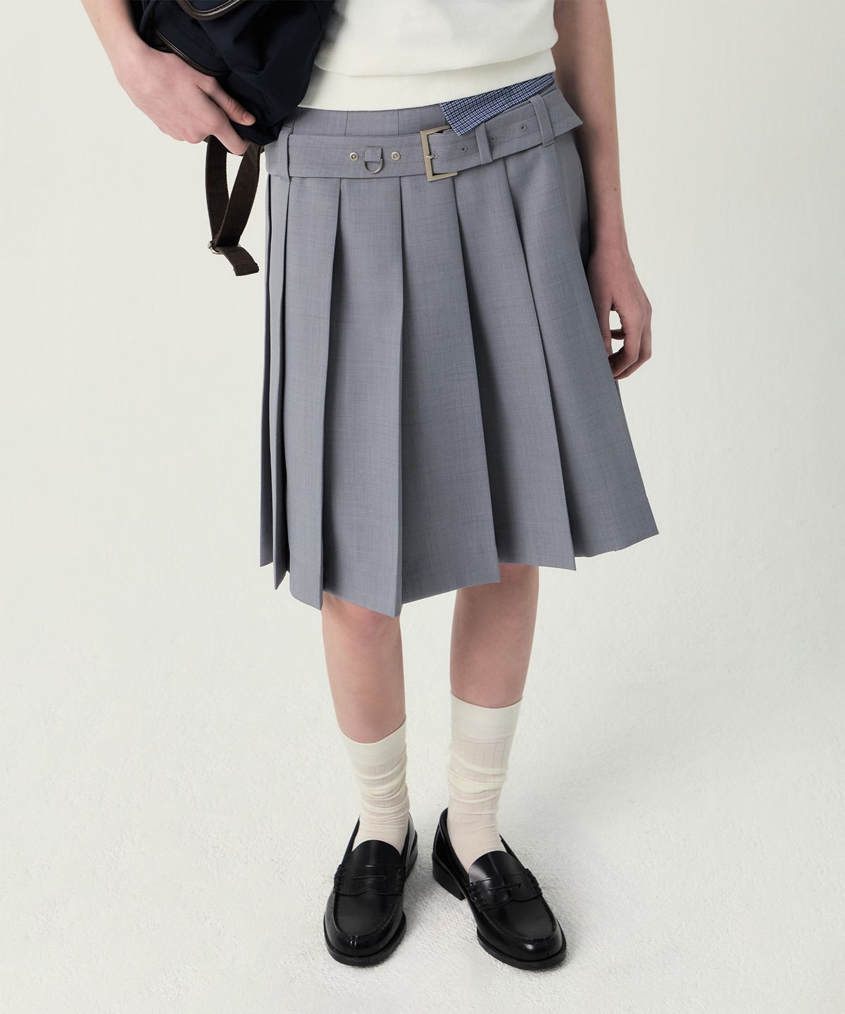 그로브(GROVE) YORK PLEATS SKIRT (LIGHT GREY)