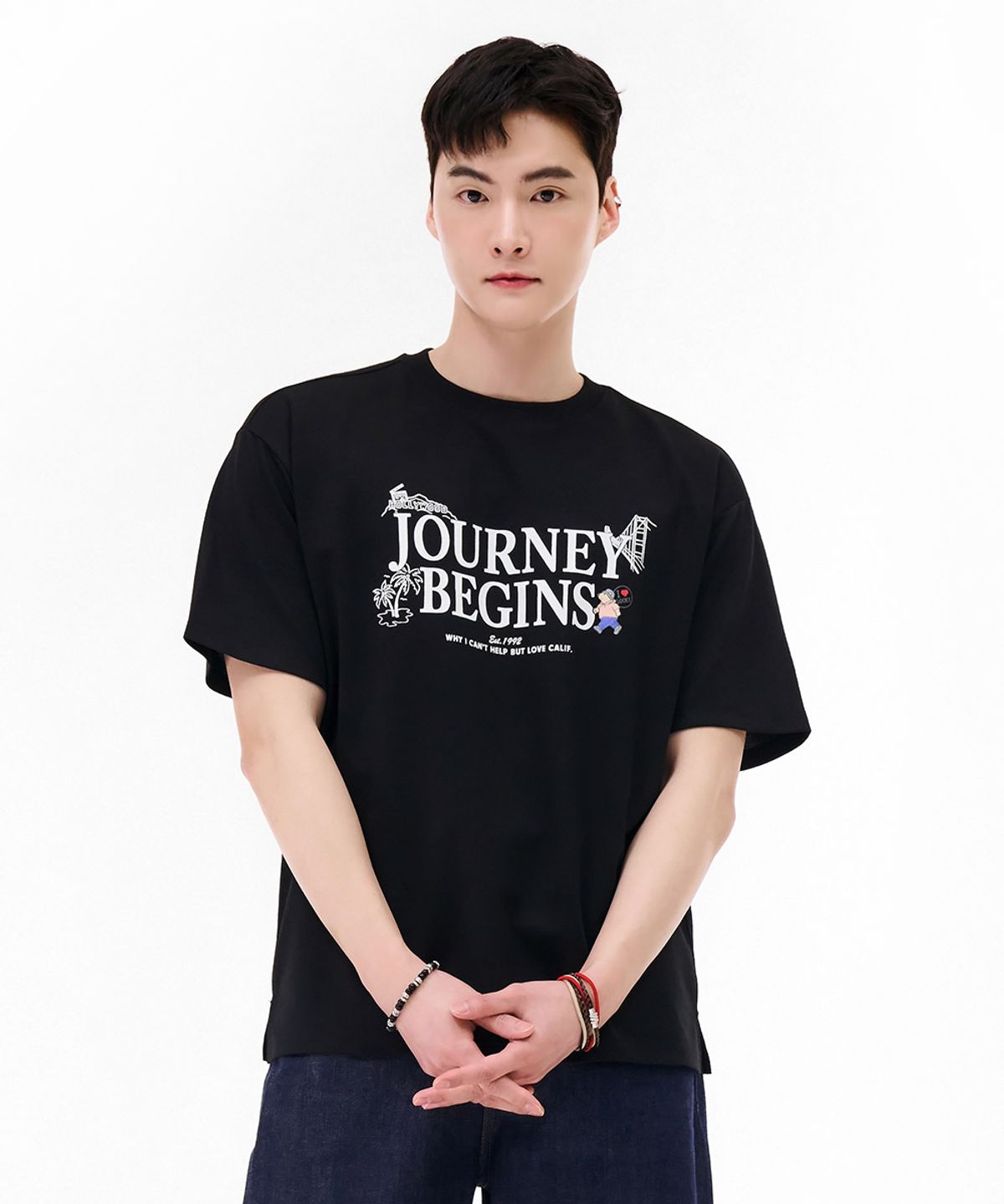 체이스컬트(CHASECULT) 공용 레터링 그래픽 반팔 티셔츠-블랙