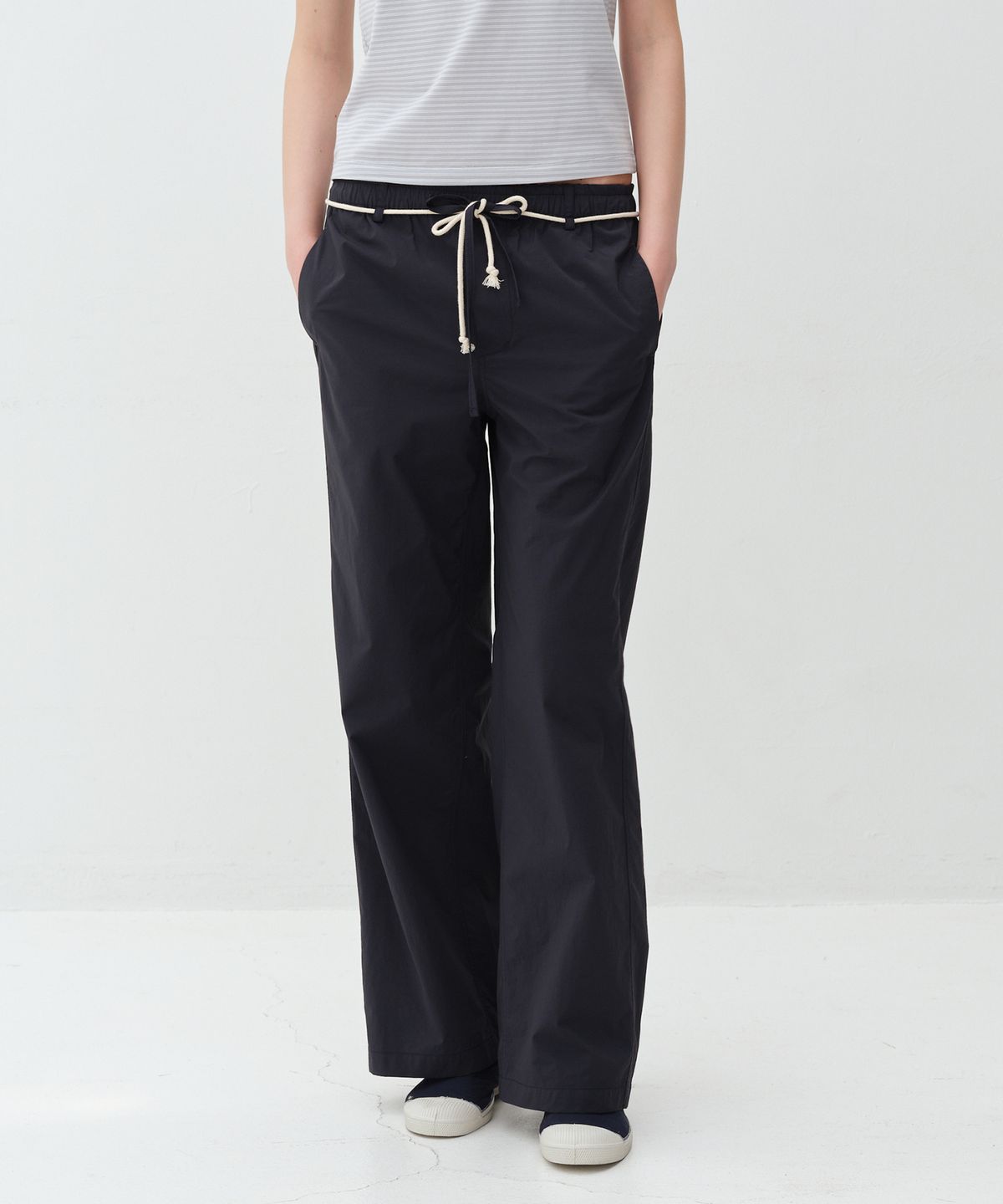 벤시몽(BENSIMON) NYLON WIDE BANDING PANTS - FOG NAVY