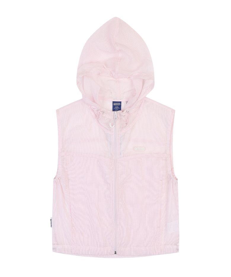 W MESH SLEEVELESS HOOD ZIP UP (PINK)