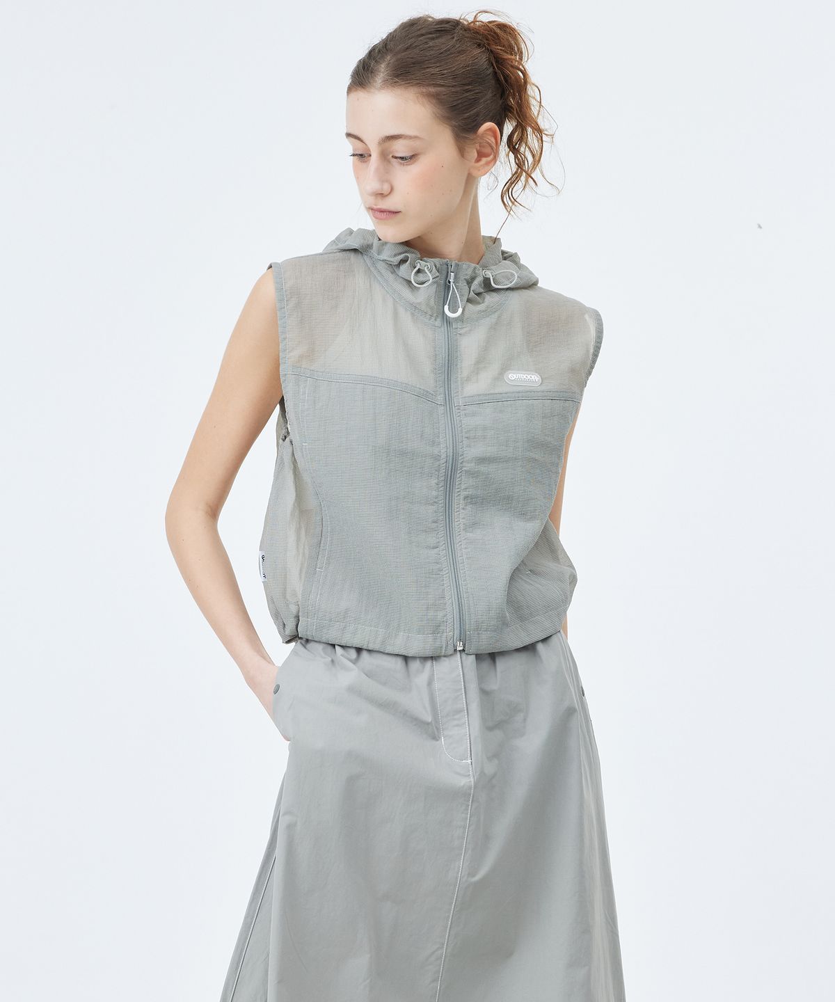 아웃도어 프로덕츠(OUTDOOR PRODUCTS) W MESH SLEEVELESS HOOD ZIP UP (KHAKI)