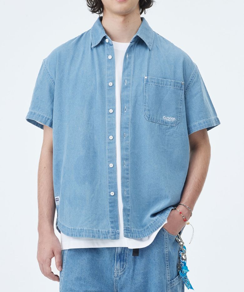 DENIM SHORT SLEEVE SHIRTS (LIGHT BLUE)