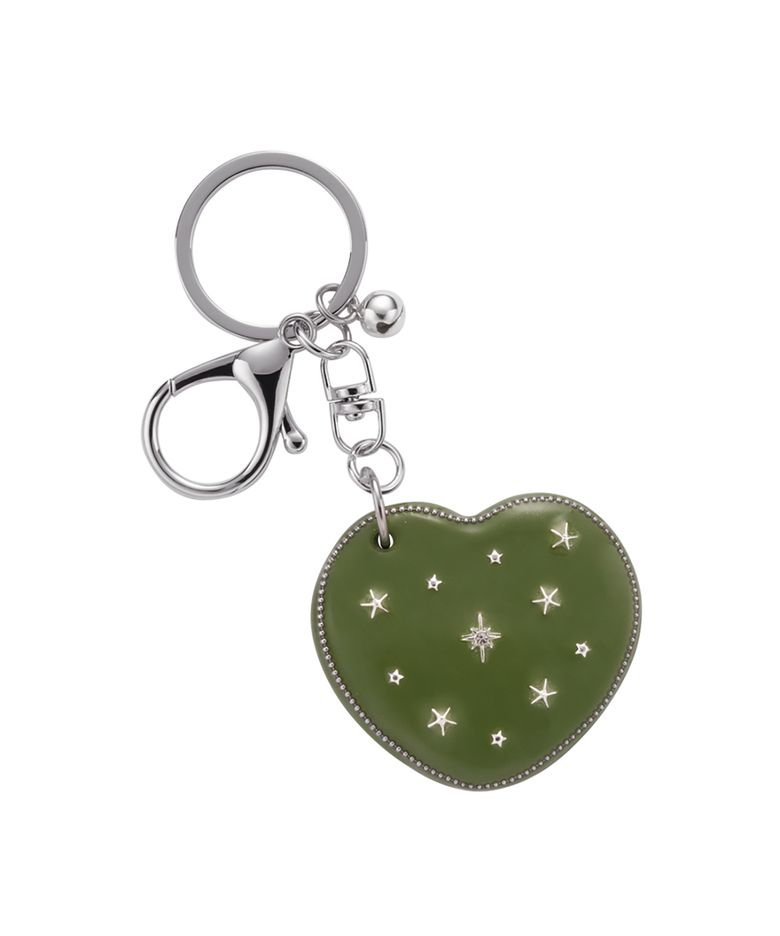 heart dia mirror key ring-khaki