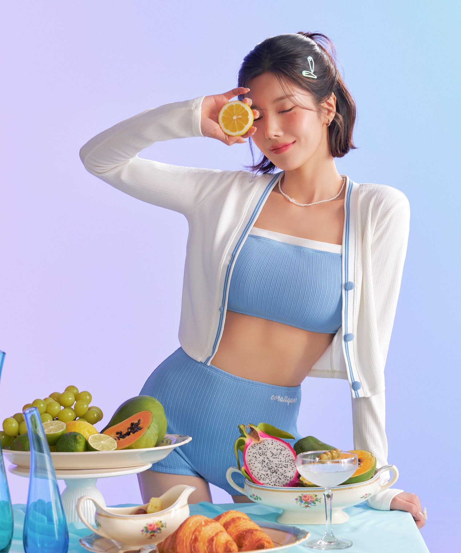 CORALIQUE☆クォンウンビ着用Twist Bikini Rash Guard Set MUSINSA | CORALIQUE Twist Bikini Rash Guard Set Blue