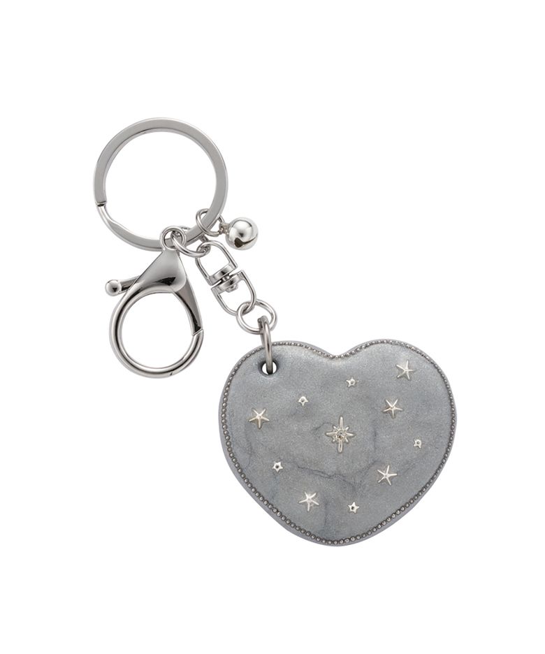 heart dia mirror key ring-silver