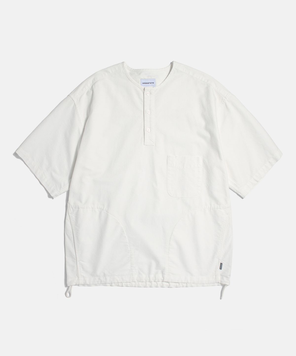 에스피오나지(ESPIONAGE) Oxford S/S Henley Shirt Off White