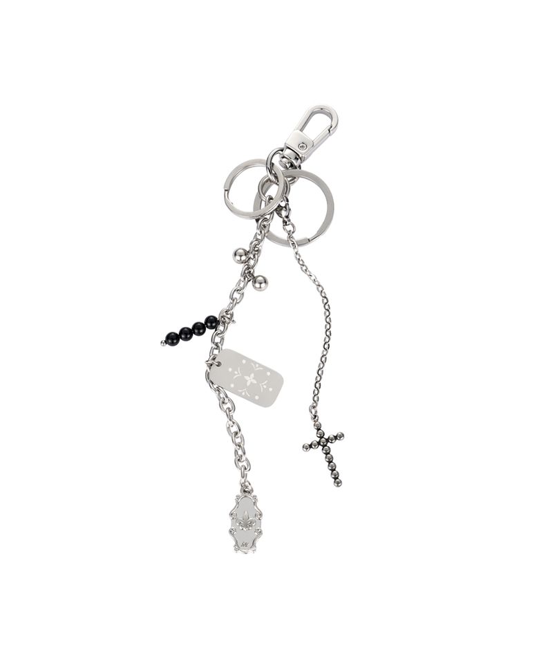 cross ball key ring-silver