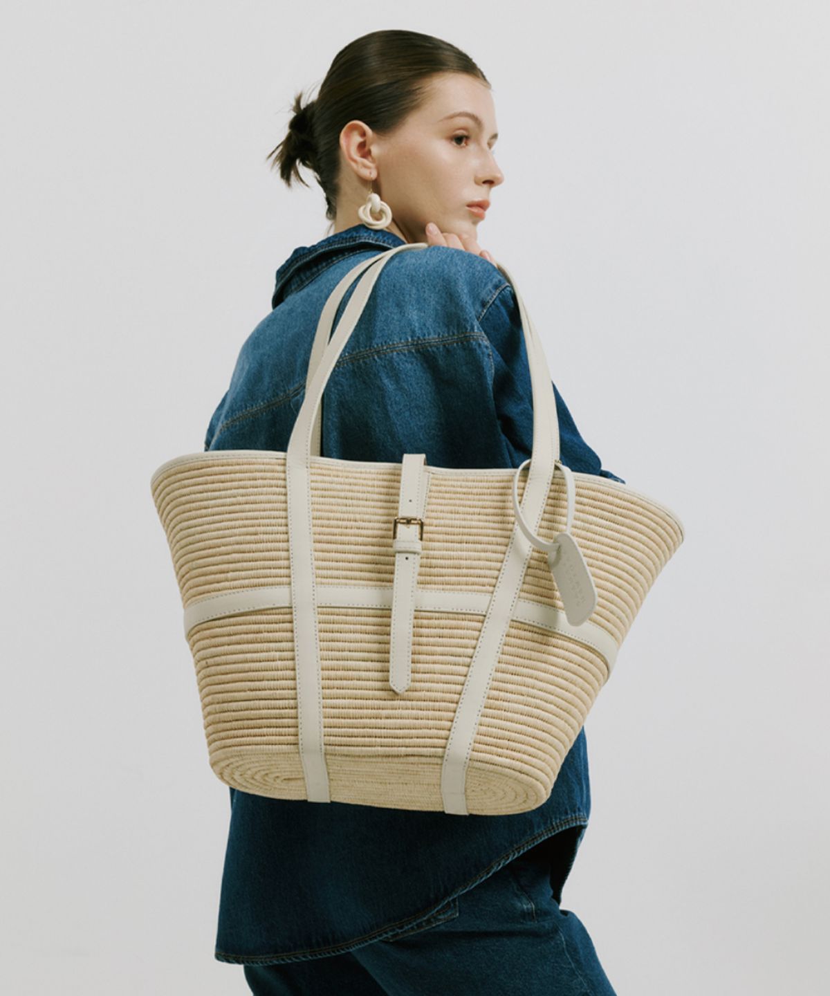바니스뉴욕(BARNEYS NEWYORK) [모로코 직수입] 마르쉐백 (라지) 화이트