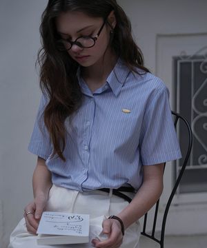 Stripe Half Sleeve Shirt [Blue]