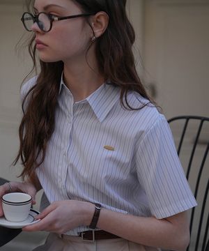 Stripe Half Sleeve Shirt [Ivory]