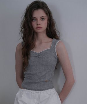 Shirring Lace Sleeveless [Gray]