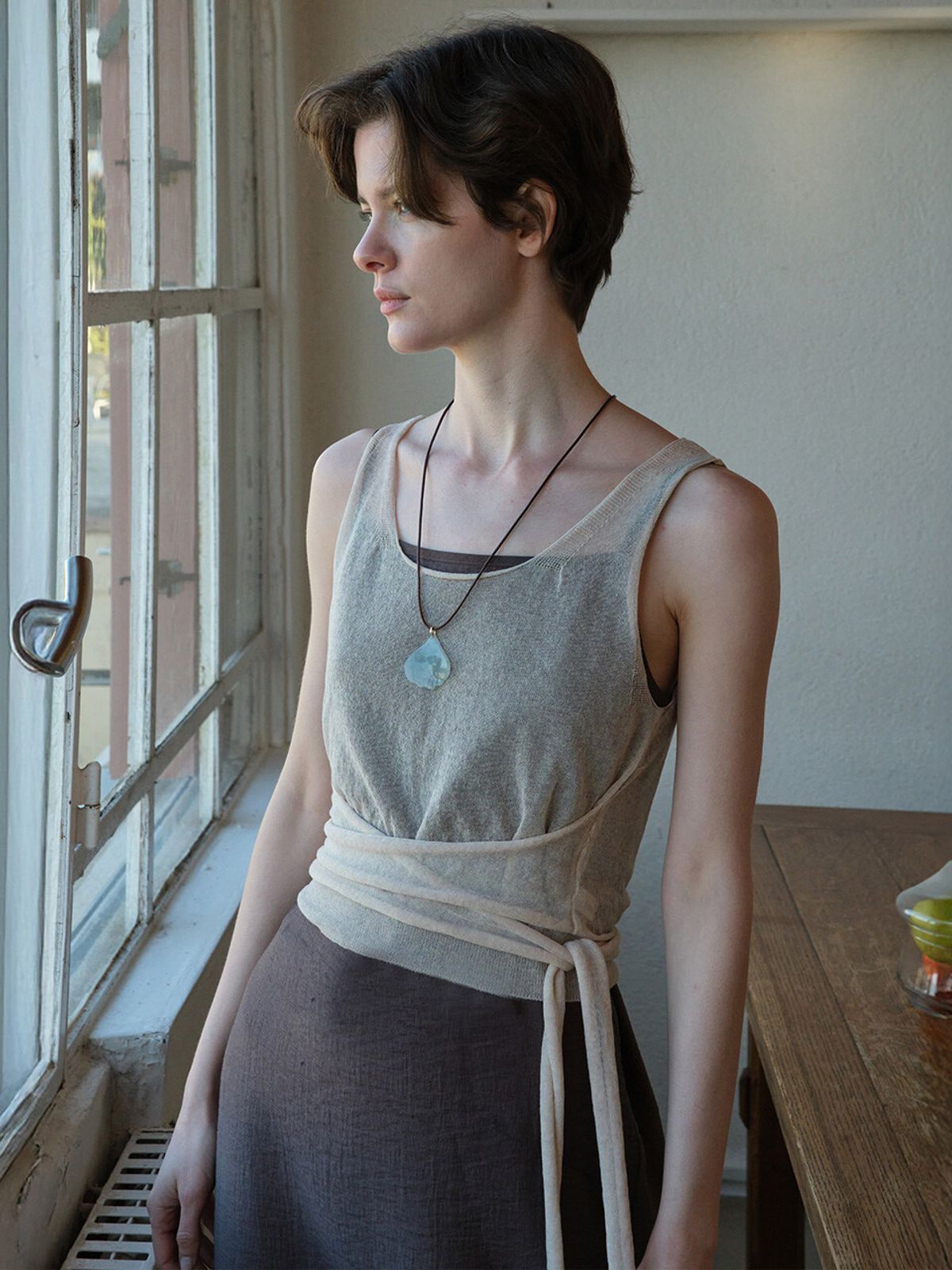 루에브르(LOEUVRE) Wrap Muffler Sleeveless Knit SK5MP239_2color