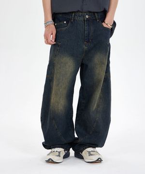 벌룬 와이드 데님 팬츠_다크 블루