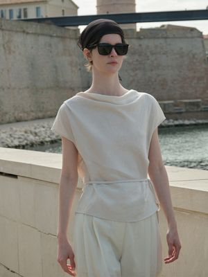 Cowl-neck String Blouse SW5MB226_3color