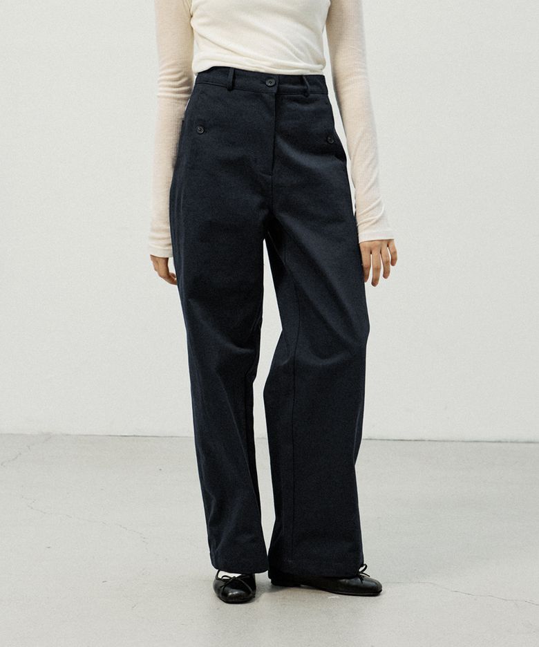 Wide cotton pants_PT050 - Navy