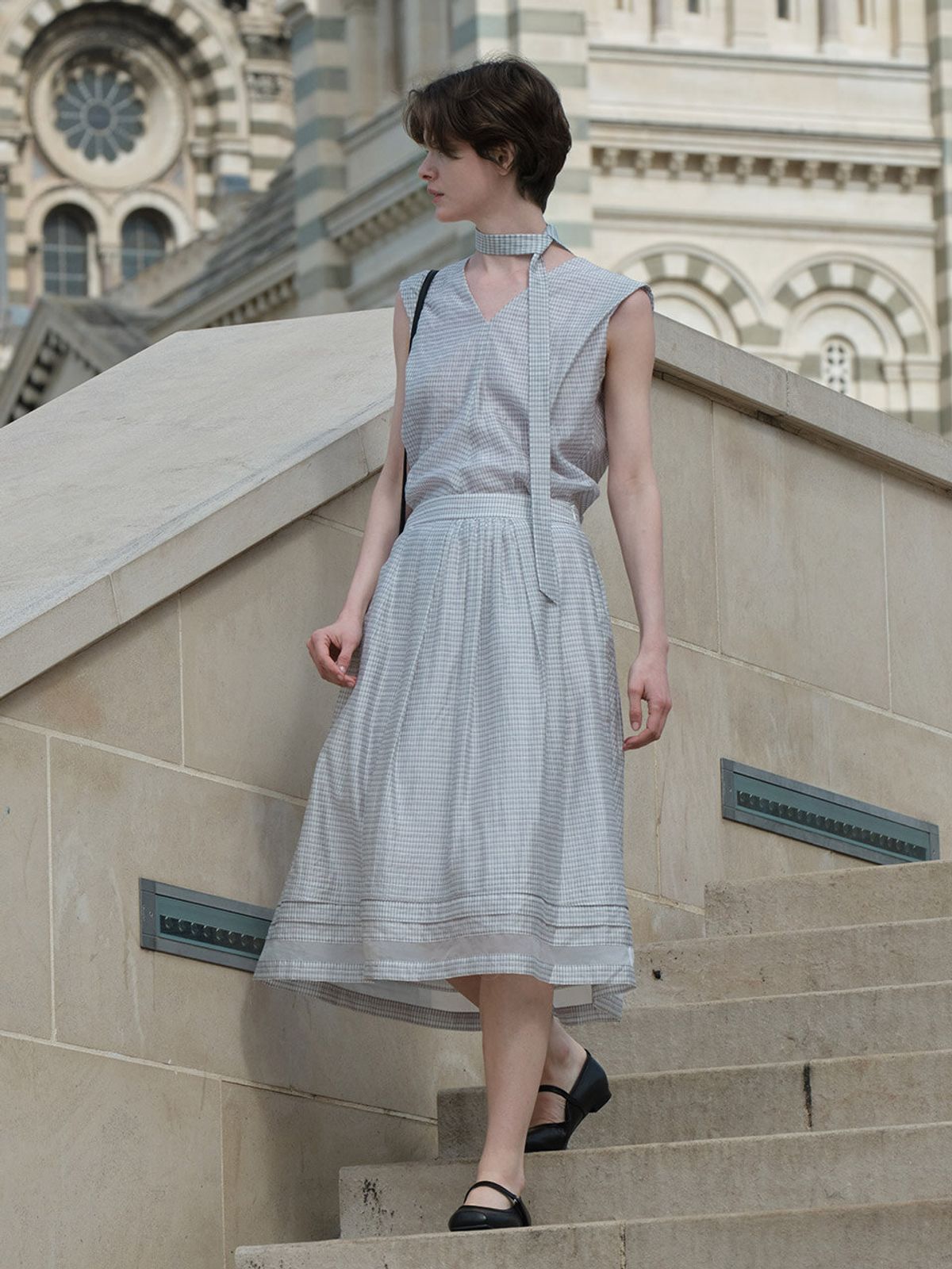 루에브르(LOEUVRE) Pleated And Shirring Mix Full-Skirt SW5MS229-08